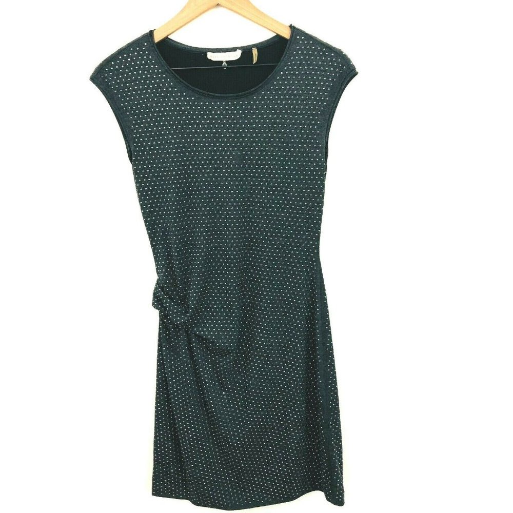 REBECCA TAYLOR Rhinestone Cap Sleeve Gray Dress S